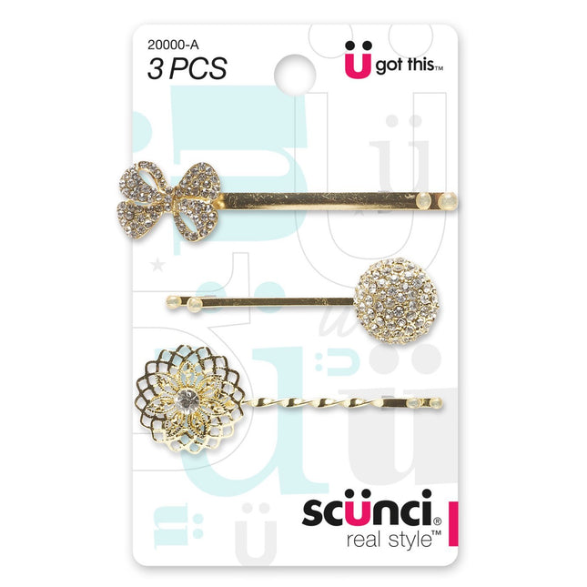 3-Pk Bobby Pins W/ Stones