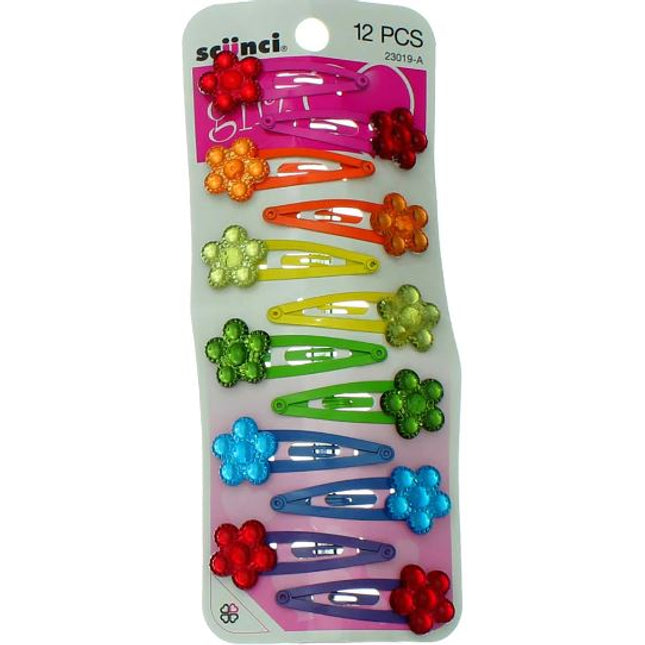 12-Pk Girl Flower Clippies