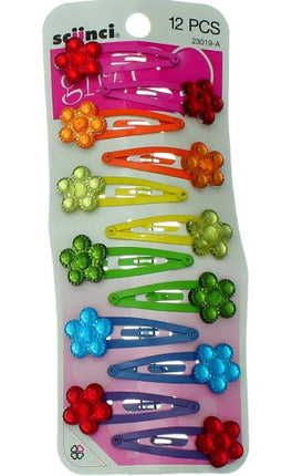 12-Pk Girl Flower Clippies