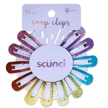 12Pk Glitter Rainbow Snap Clip